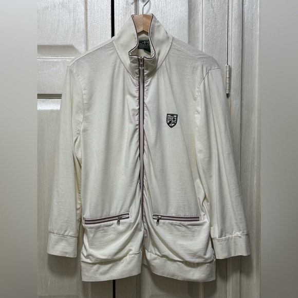 Lauren Ralph Lauren Tops - Polo Ralph Lauren Active Women L Cream Stretch 3/4 Sleeve Golf track Zip Jacket